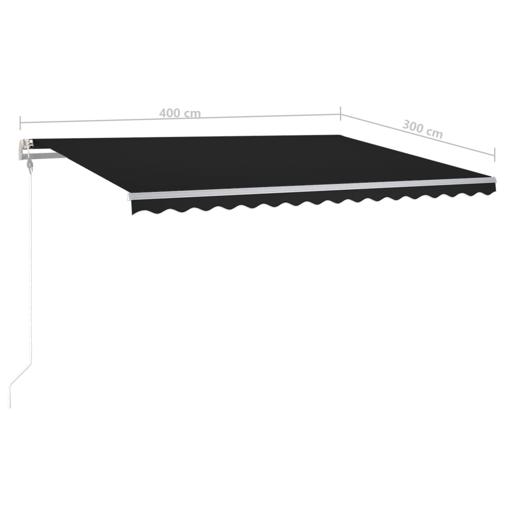 Manuell Uttrekkbar Markise Med Led 4X3 M Antrasitt