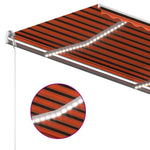 Manuell Uttrekkbar Markise Med Led 4,5X3 M Oransje Og Brun