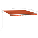 Manuell Uttrekkbar Markise Med Led 4,5X3 M Oransje Og Brun
