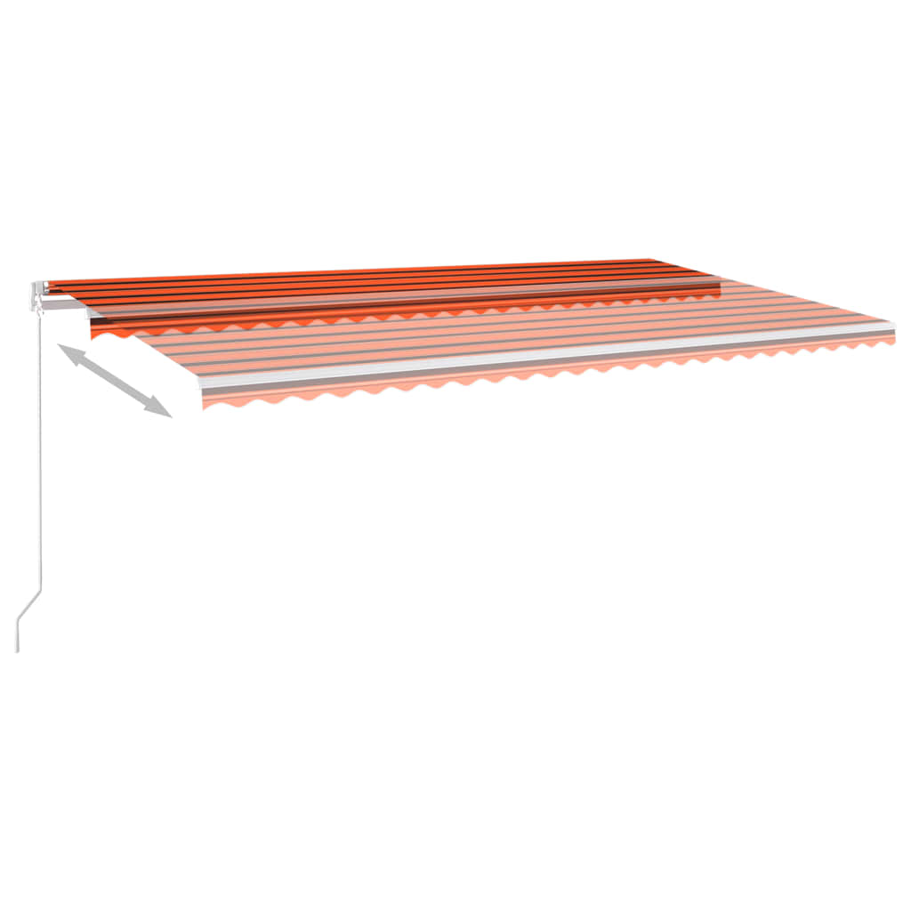 Automatisk Uttrekkbar Markise Med Stolper 6X3 M Oransje Og Brun
