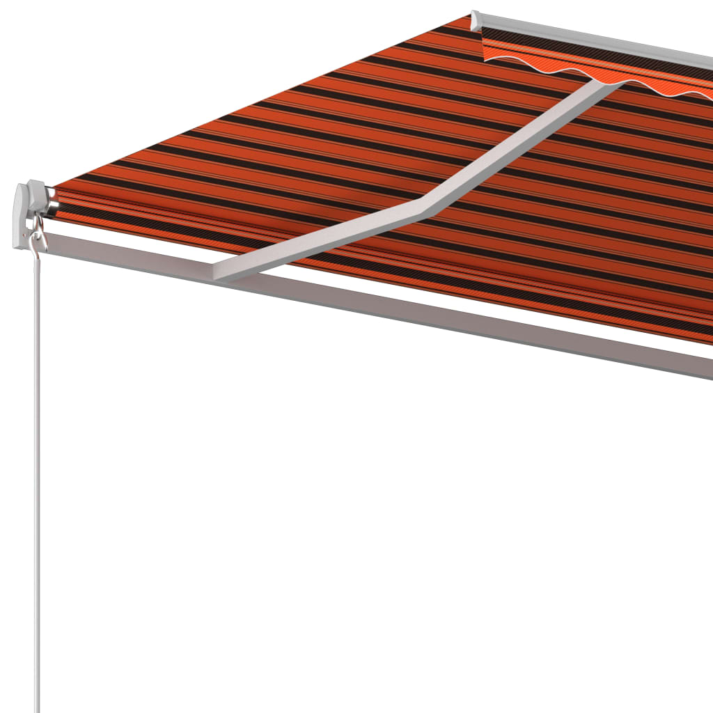 Automatisk Uttrekkbar Markise Med Stolper 6X3 M Oransje Og Brun