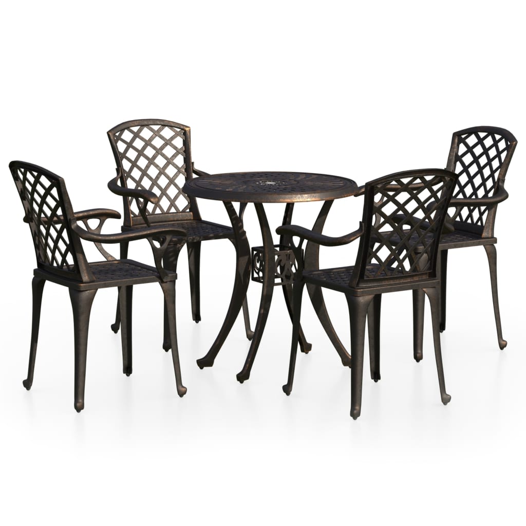 Bistrosett 5 Deler Støpt Aluminium Bronse