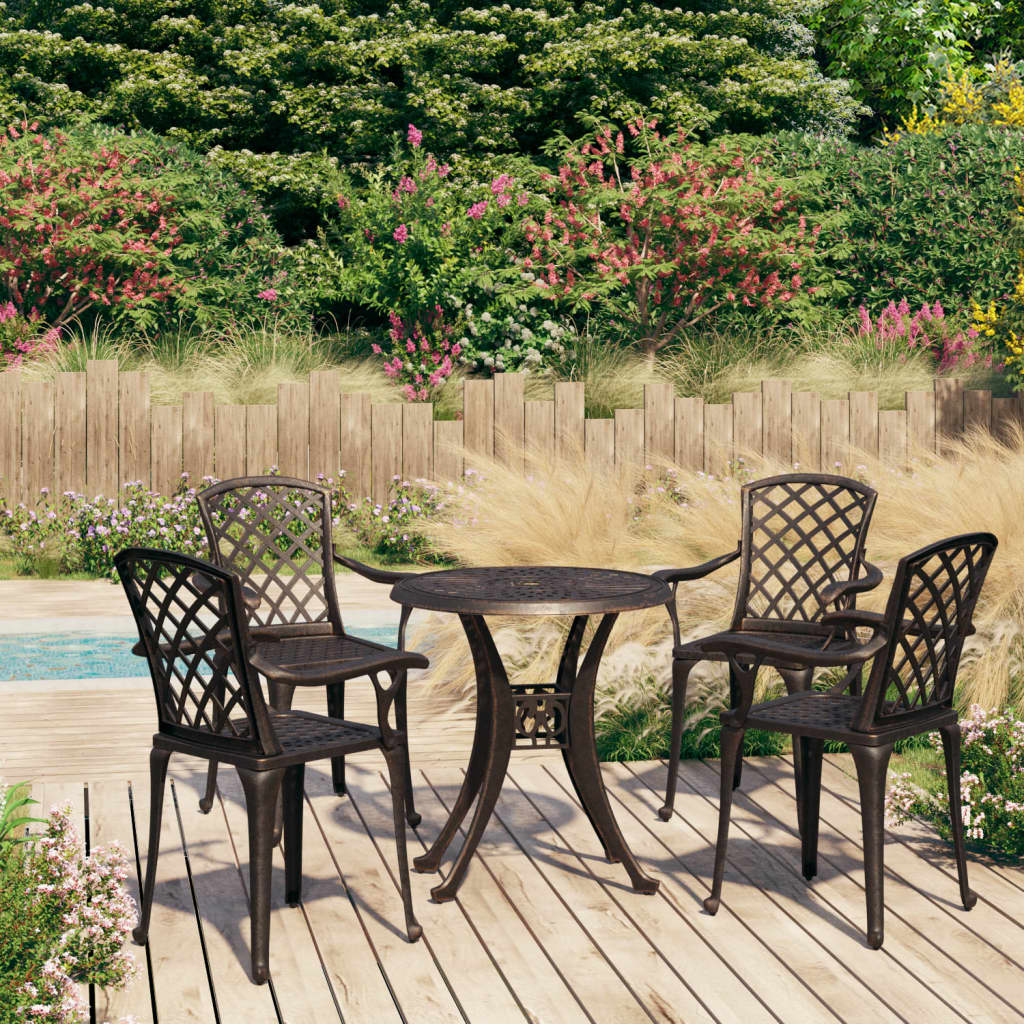 Bistrosett 5 Deler Støpt Aluminium Bronse