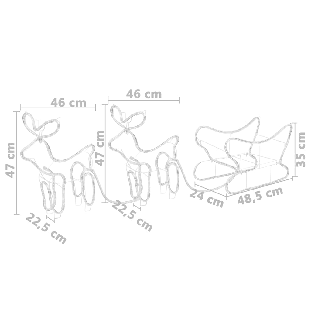 Reinsdyr Og Slede Julepynt Utendørs 576 Lysdioder