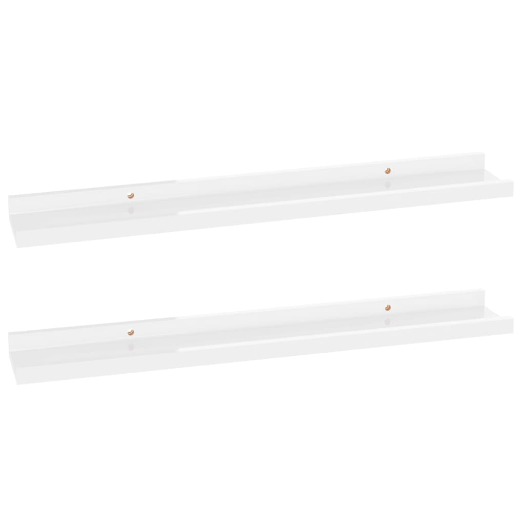 Vegghyller 2 Stk Høyglans Hvit 60X9X3 Cm