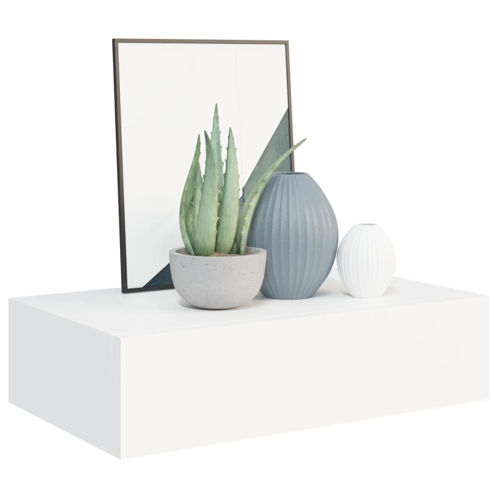 Veggmontert Skuffehylle Hvit 40X23,5X10 Cm Mdf