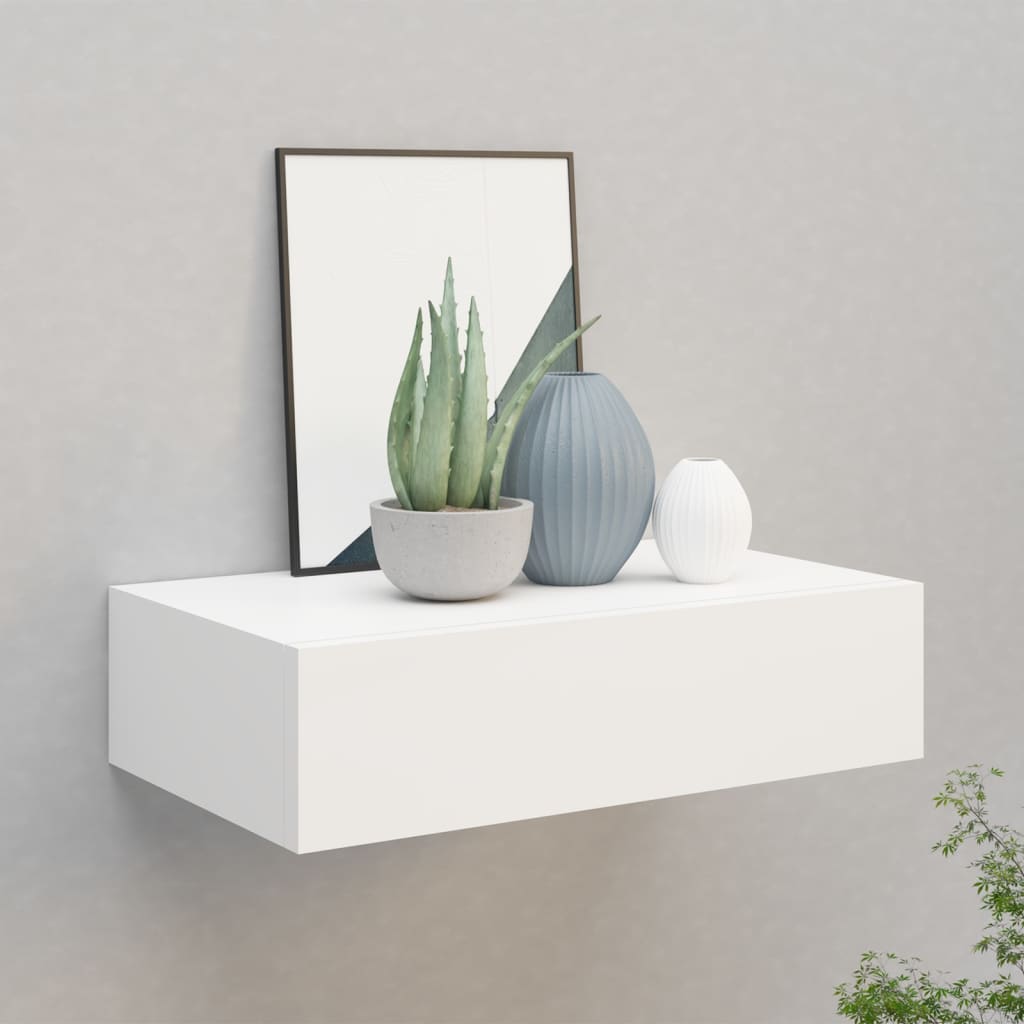 Veggmontert Skuffehylle Hvit 40X23,5X10 Cm Mdf