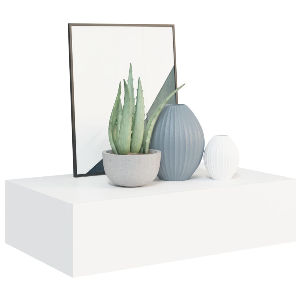 Veggmonterte Skuffehyller 2 Stk Hvit 40X23,5X10 Cm Mdf