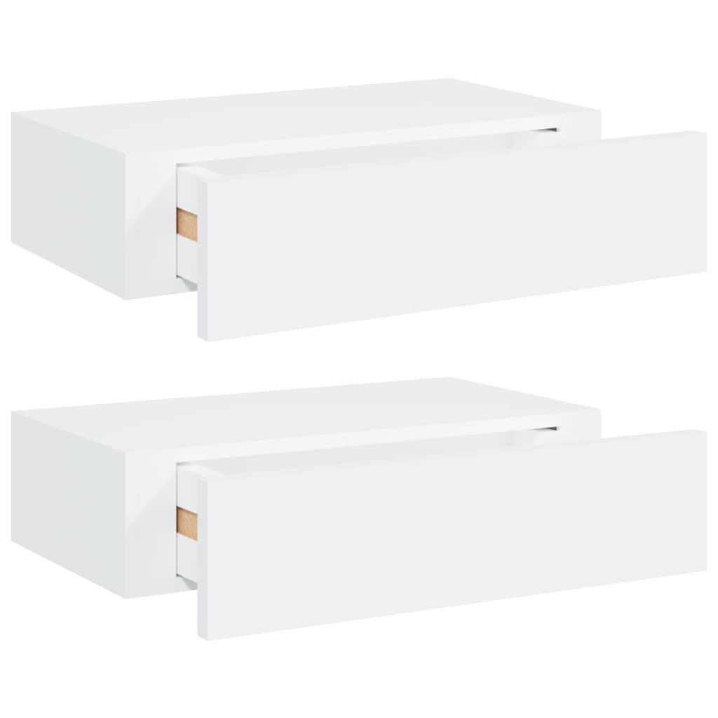Veggmonterte Skuffehyller 2 Stk Hvit 40X23,5X10 Cm Mdf
