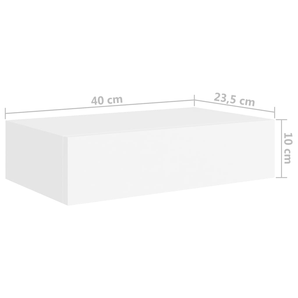 Veggmonterte Skuffehyller 2 Stk Hvit 40X23,5X10 Cm Mdf