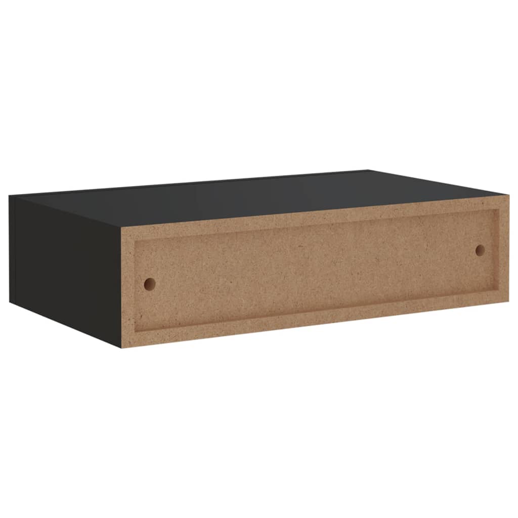 Veggmontert Skuffehylle Svart 40X23,5X10 Cm Mdf