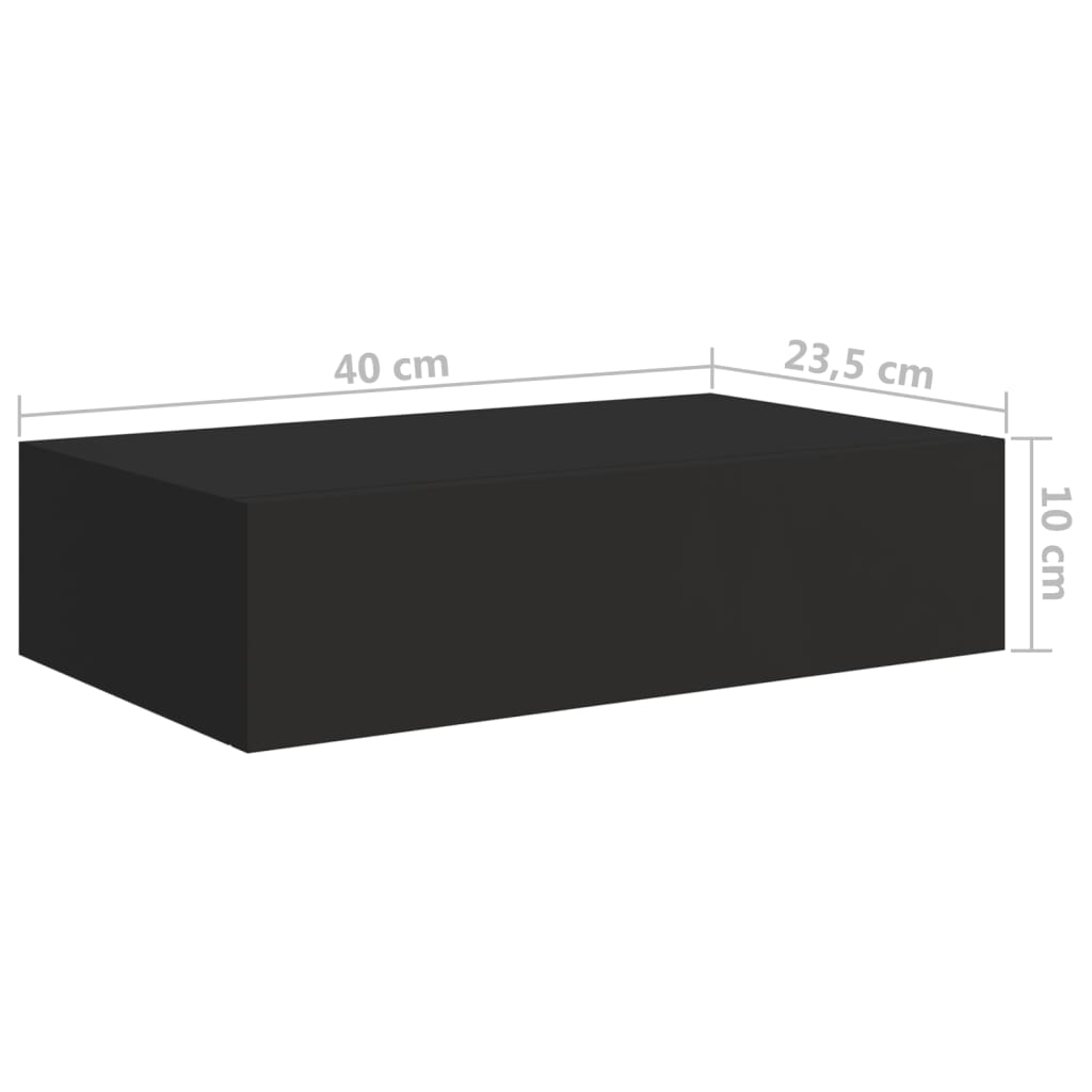 Veggmontert Skuffehylle Svart 40X23,5X10 Cm Mdf