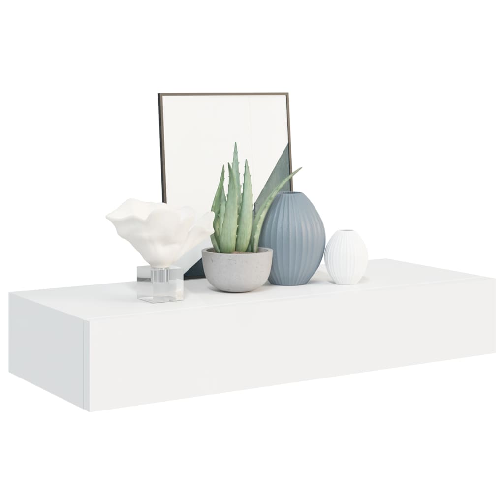 Veggmontert Skuffehylle Hvit 60X23,5X10 Cm Mdf