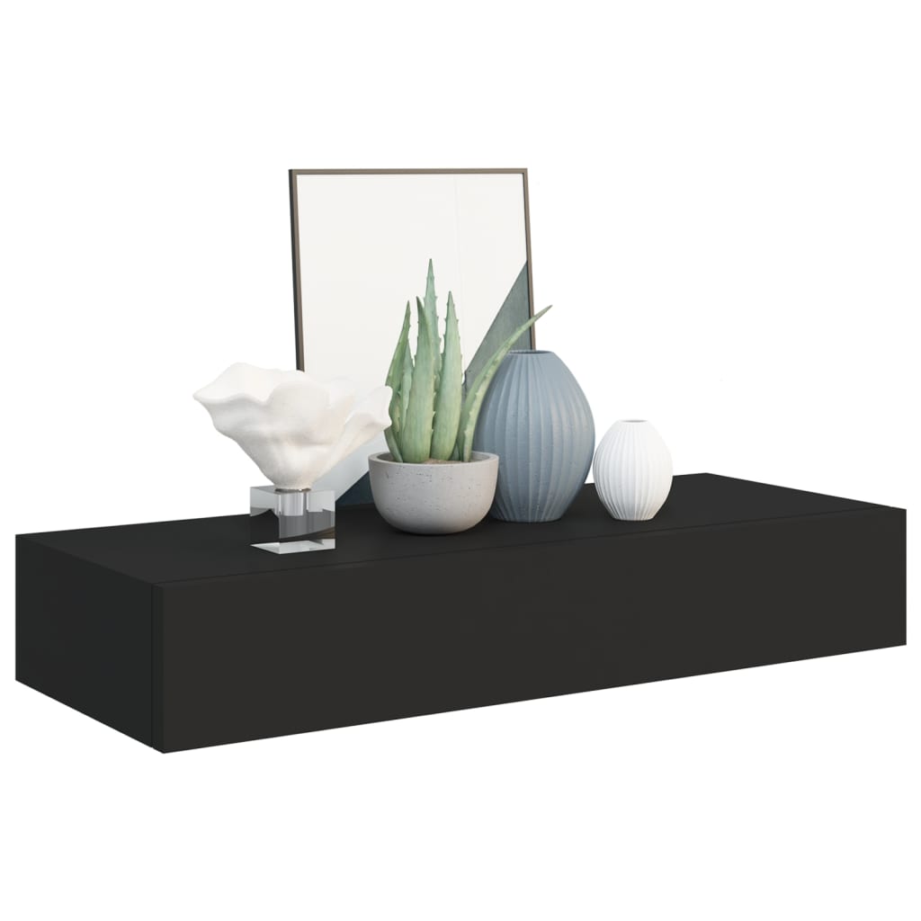 Veggmontert Skuffehylle Svart 60X23,5X10 Cm Mdf