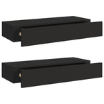 Veggmonterte Skuffehyller 2 Stk Svart 60X23,5X10 Cm Mdf