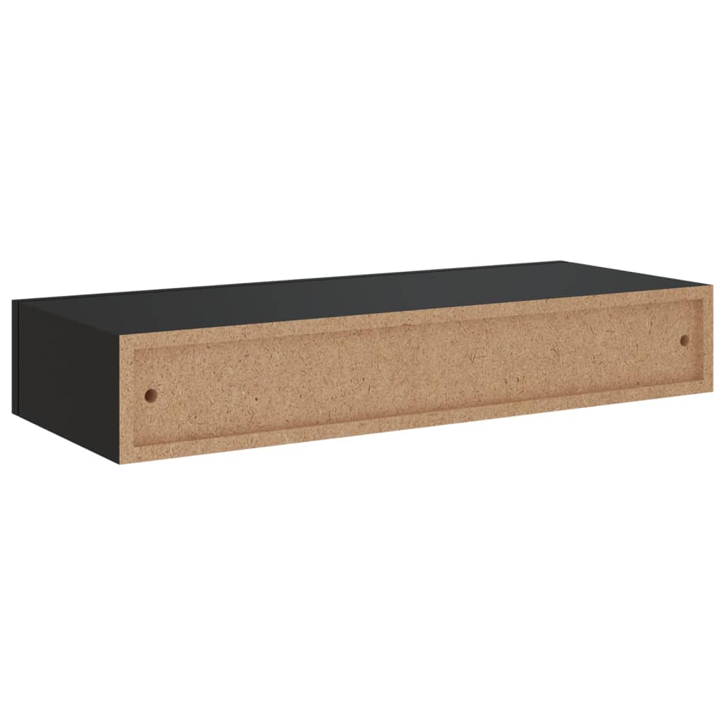 Veggmonterte Skuffehyller 2 Stk Svart 60X23,5X10 Cm Mdf