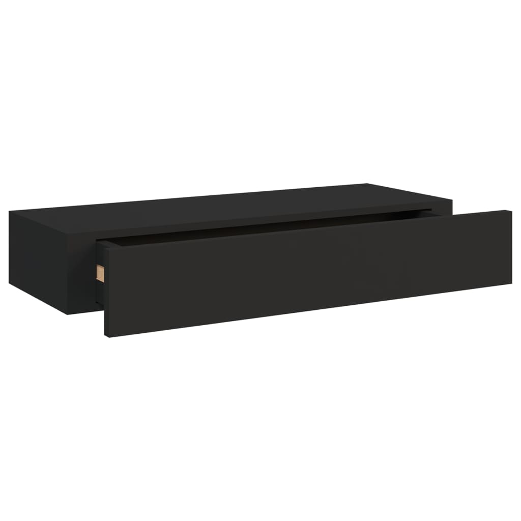 Veggmonterte Skuffehyller 2 Stk Svart 60X23,5X10 Cm Mdf
