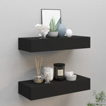 Veggmonterte Skuffehyller 2 Stk Svart 60X23,5X10 Cm Mdf