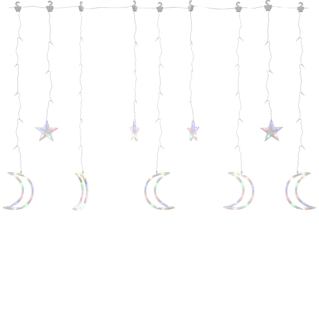 Lysslynge Stjerne Og Måne Med Fjernkontroll 138 Led Flerfarget