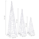 Dekorativt Led Lyskjeglesett I Akryl Kald Hvit 30/45/60Cm