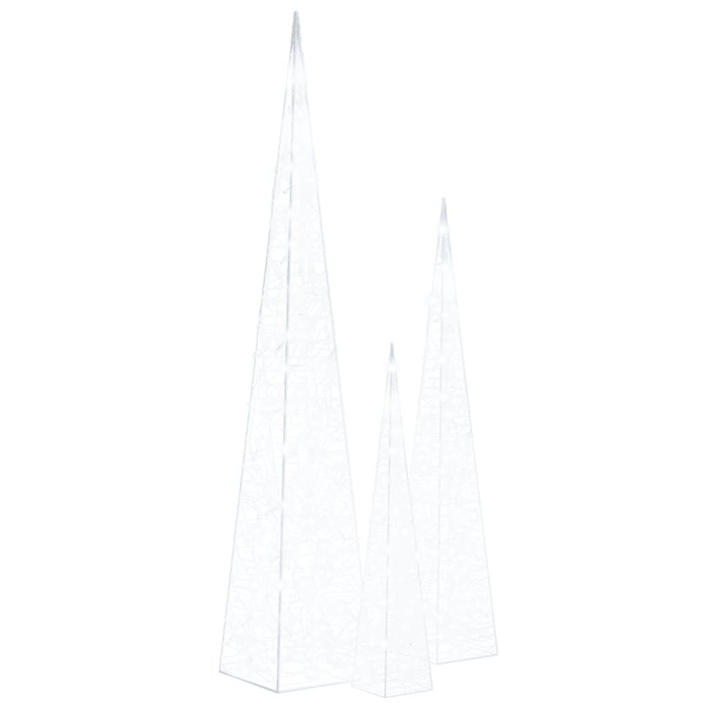 Dekorativt Led Lyskjeglesett I Akryl Kald Hvit 60/90/120Cm