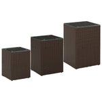 Sidebord Med Glass Topp Brun 3 Stk Polyrotting