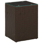 Sidebord Med Glass Topp Brun 3 Stk Polyrotting