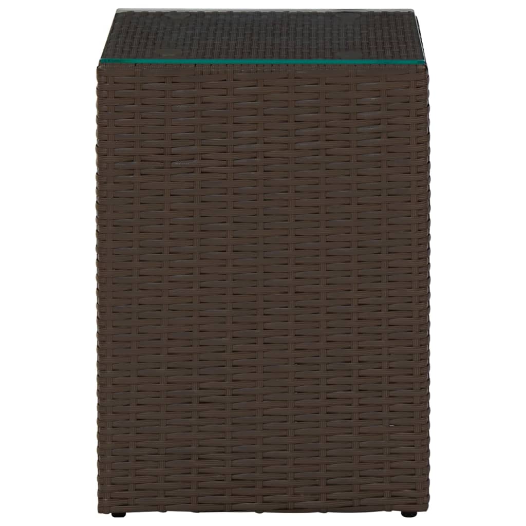 Sidebord Med Glass Topp Brun 3 Stk Polyrotting