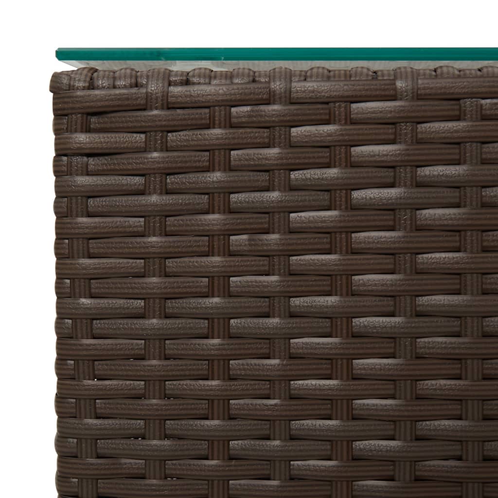 Sidebord Med Glass Topp Brun 3 Stk Polyrotting