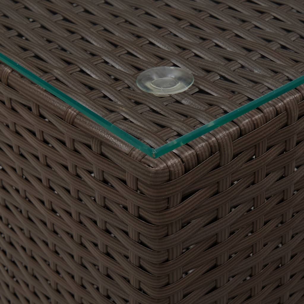 Sidebord Med Glass Topp Brun 3 Stk Polyrotting