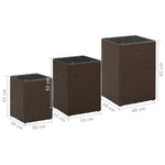 Sidebord Med Glass Topp Brun 3 Stk Polyrotting