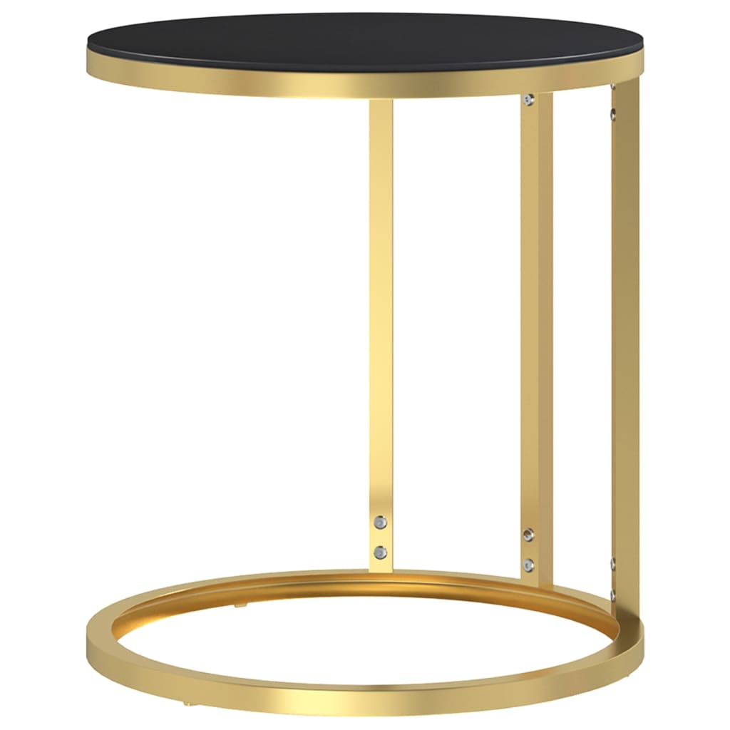 Sidebord Gull Og Svart 45 Cm Herdet Glass