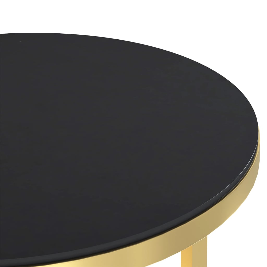 Sidebord Gull Og Svart 45 Cm Herdet Glass