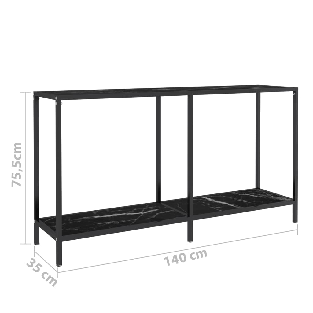 Konsollbord Svart 140X35X75,5 Cm Herdet Glass