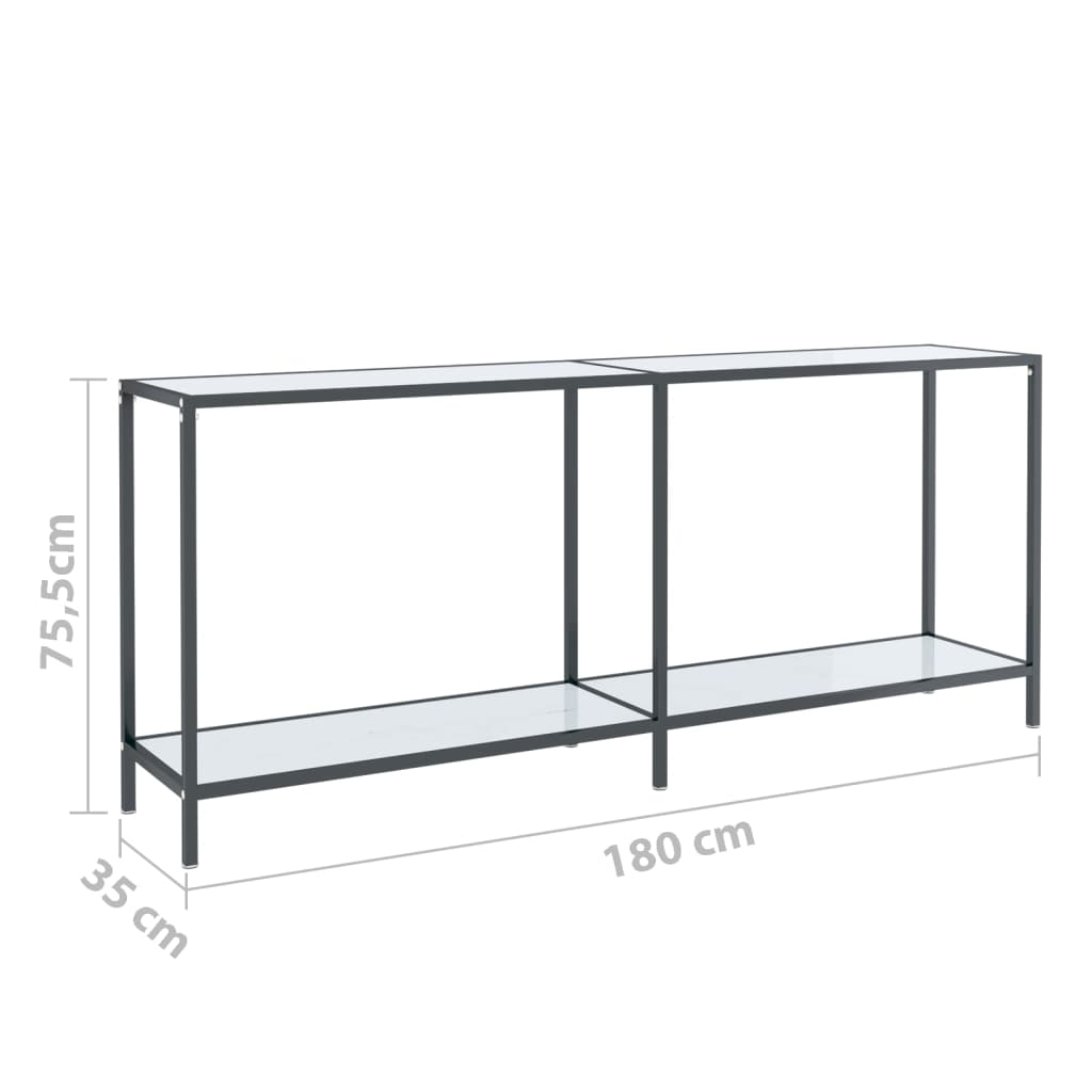 Konsollbord Hvit 180X35X75,5 Cm Herdet Glass