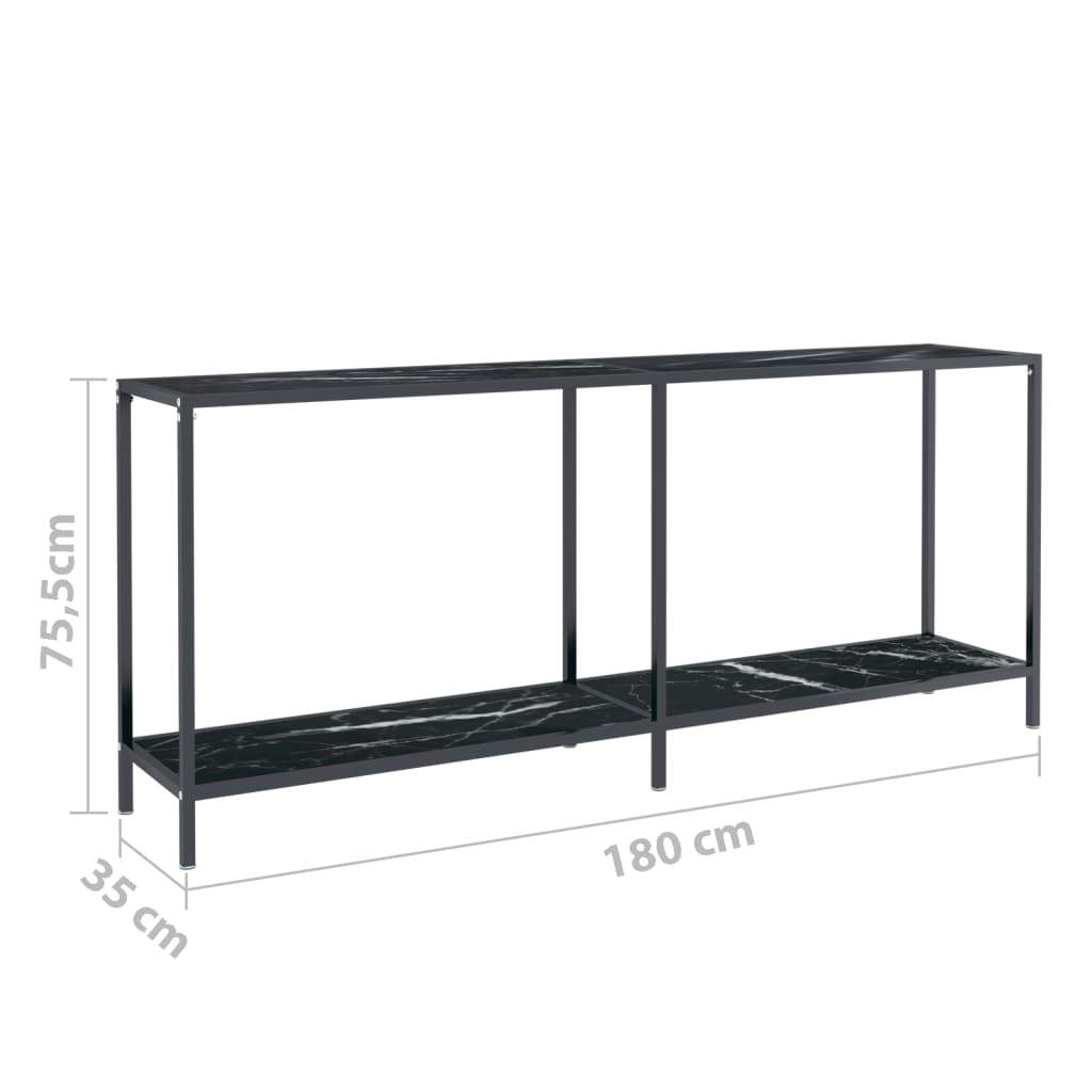 Konsollbord Svart 180X35X75,5 Cm Herdet Glass