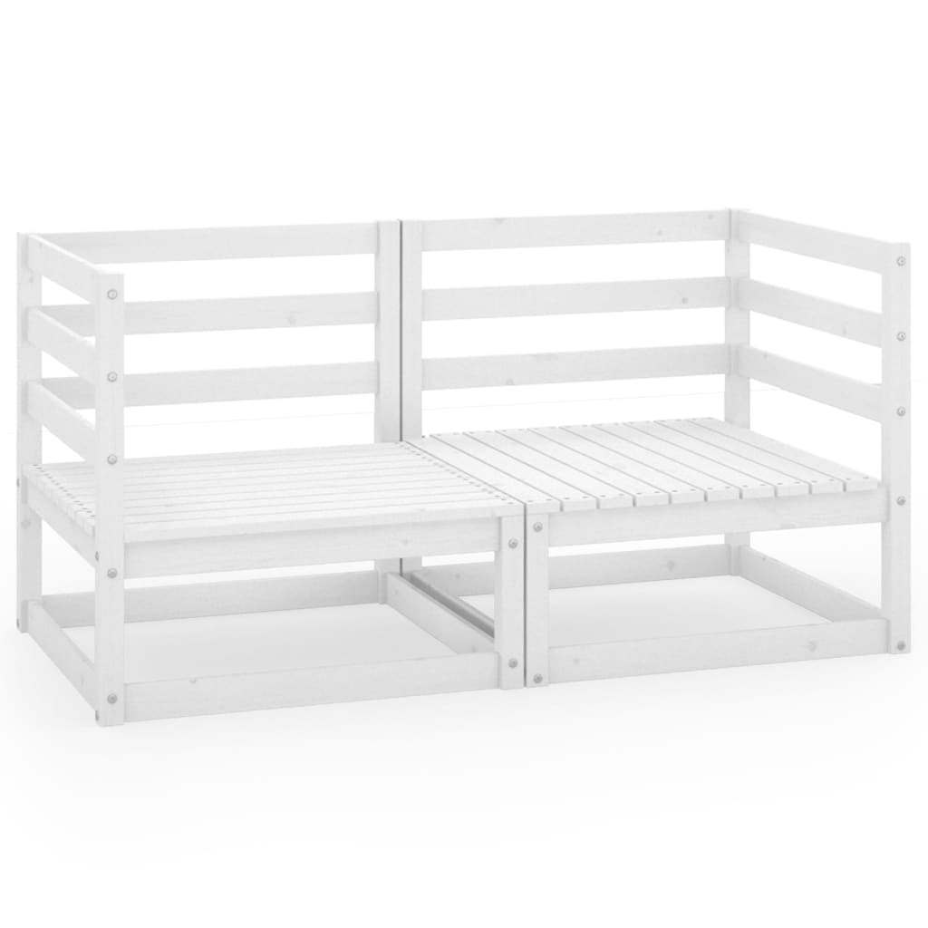 2-Seters Hagesofa Hvit Heltre Furu