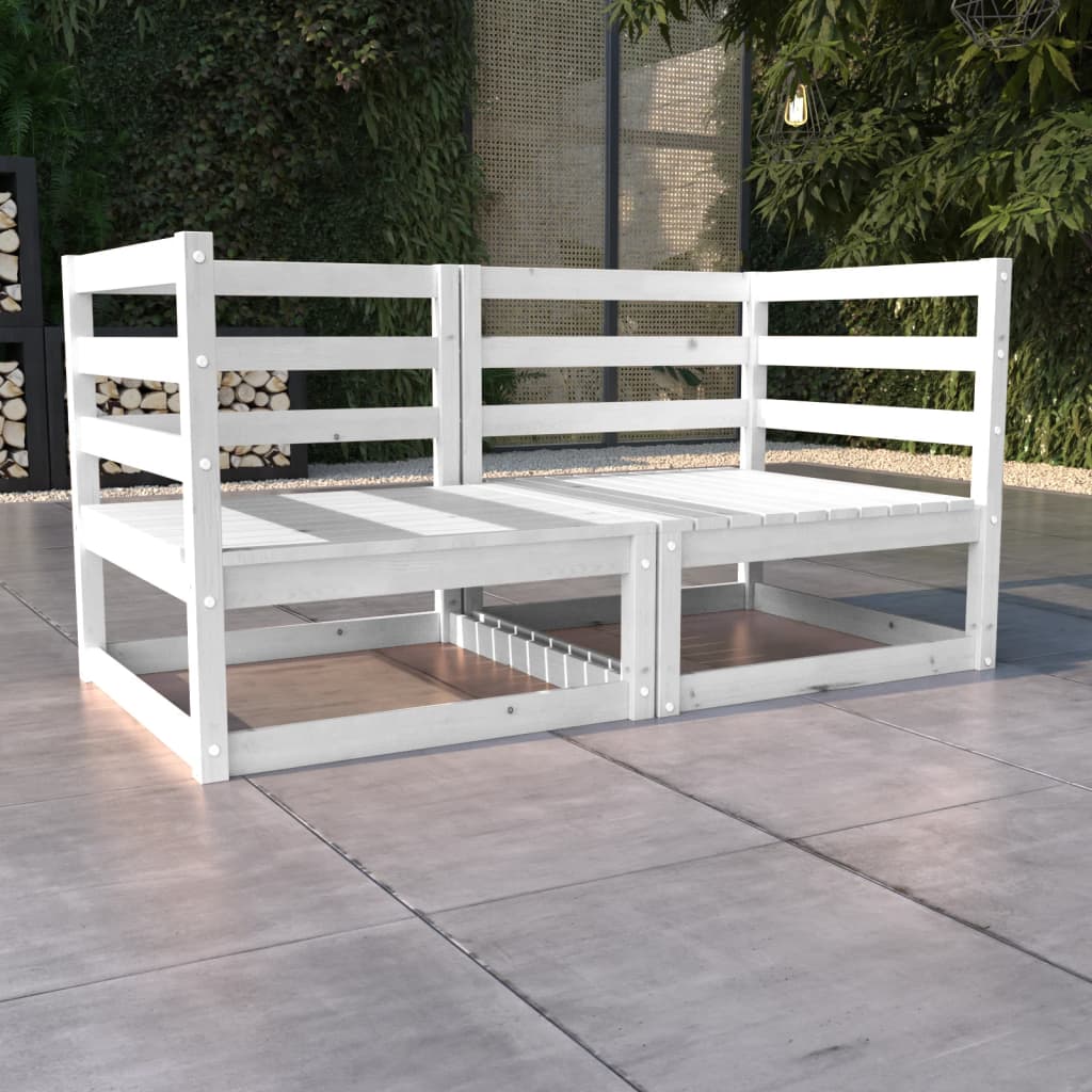 2-Seters Hagesofa Hvit Heltre Furu