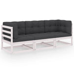Hagesofa Med Puter 3-Seters Heltre Furu