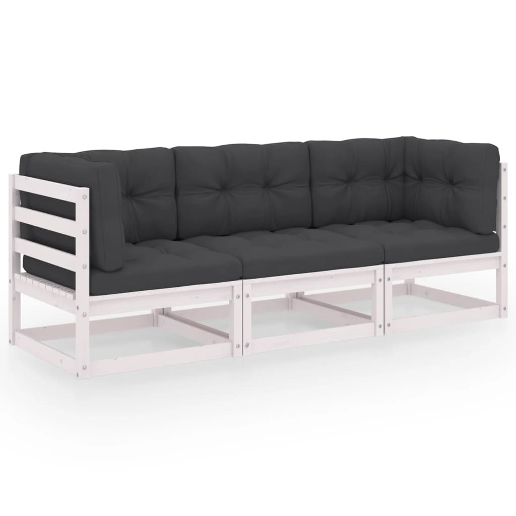 Hagesofa Med Puter 3-Seters Heltre Furu