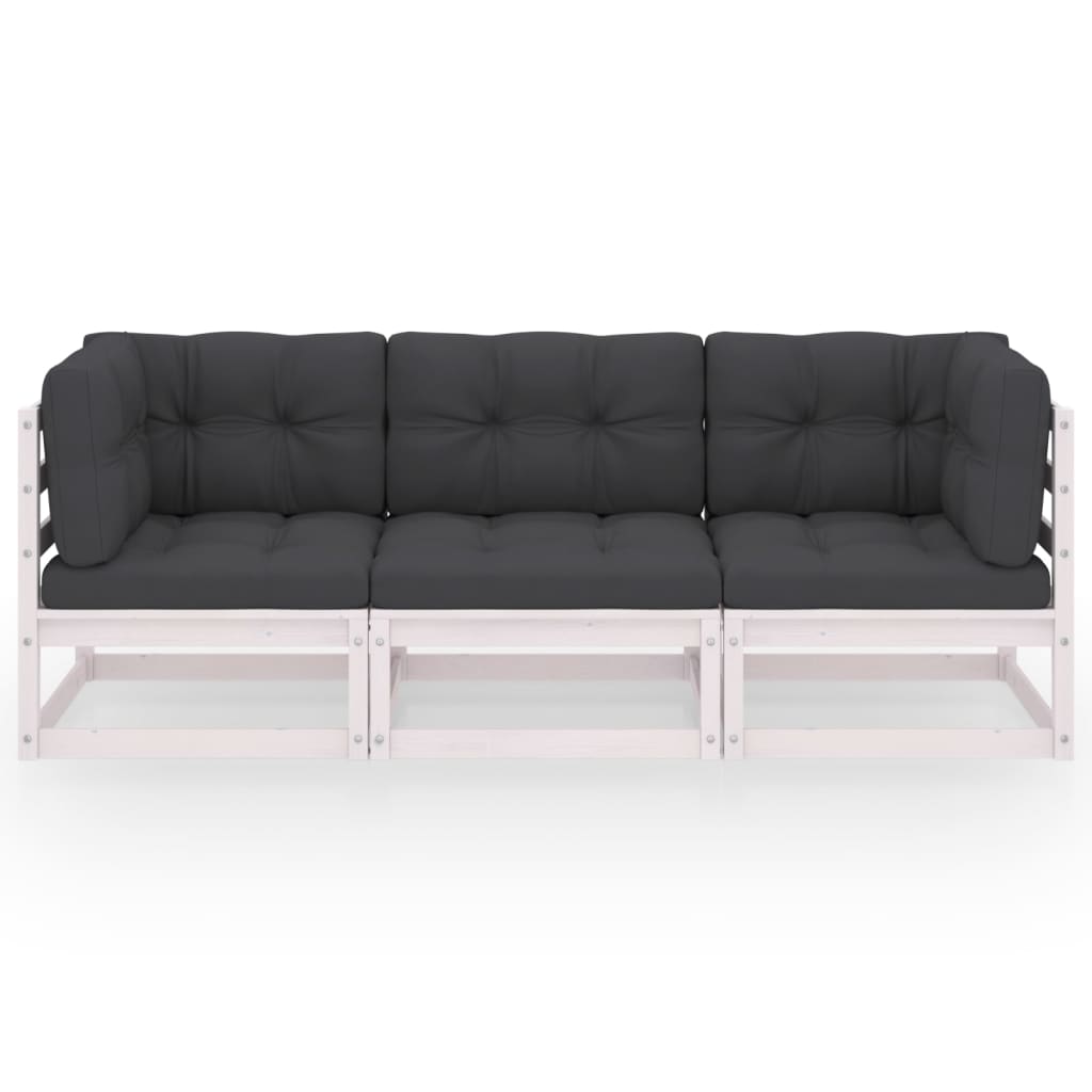 Hagesofa Med Puter 3-Seters Heltre Furu