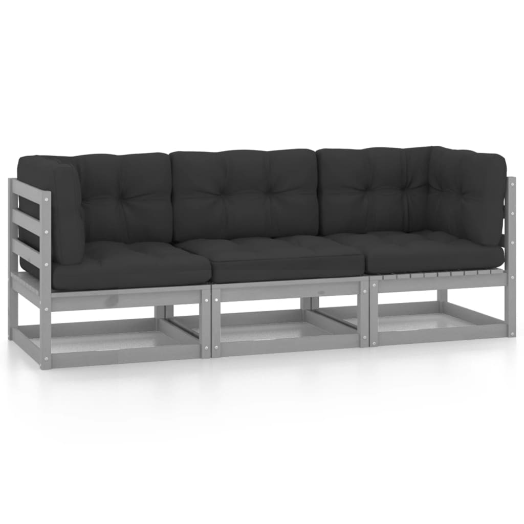 Hagesofa Med Puter 3-Seters Heltre Furu
