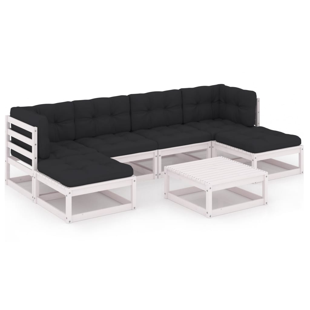 Hagesofagruppe Med Puter 7 Deler Hvit Heltre Furu