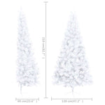 Forhåndsbelyst Kunstig Halvt Juletre Med Kulesett Hvit 210 Cm