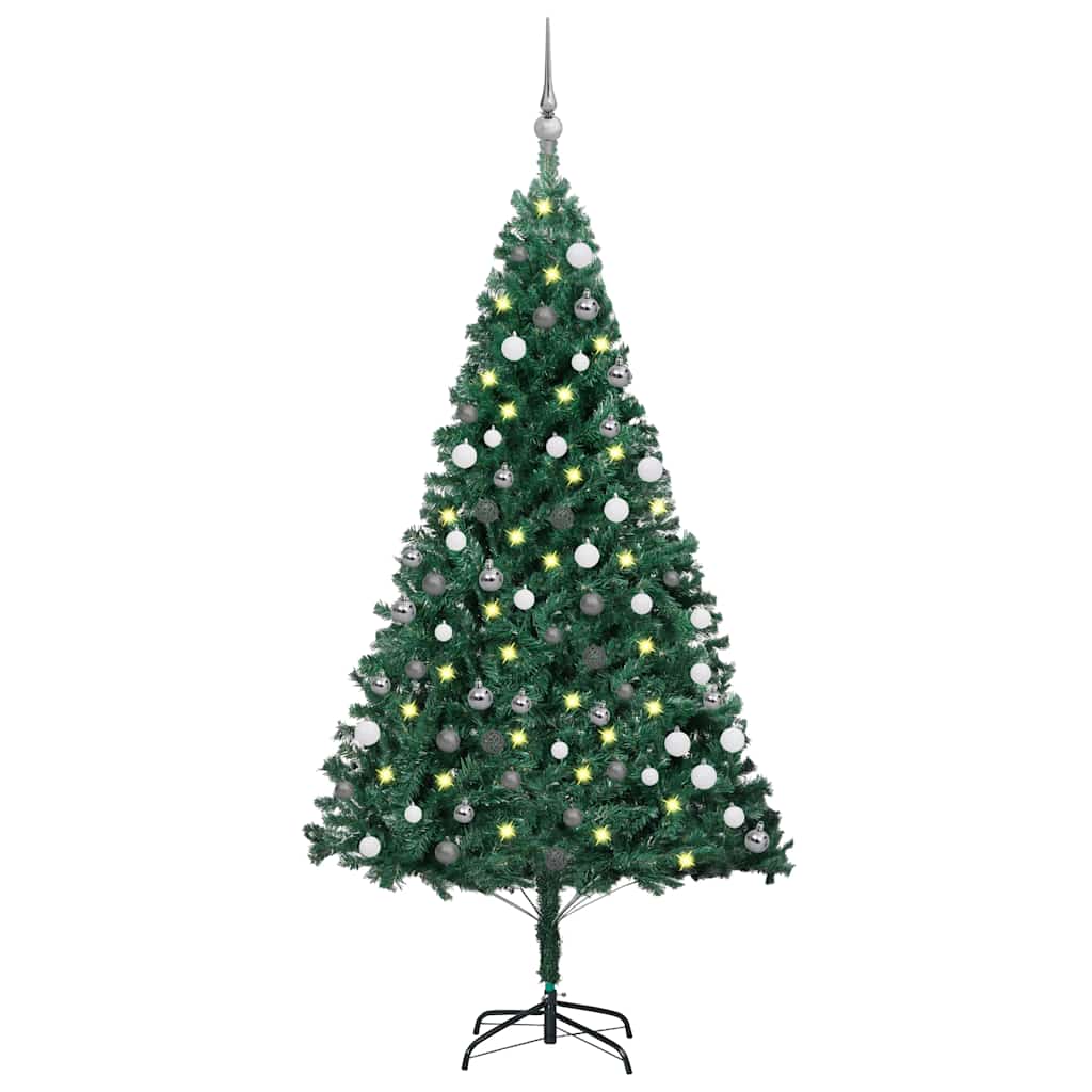 Forhåndsbelyst Kunstig Juletre Med Kulesett Grønn 150 Cm Pvc