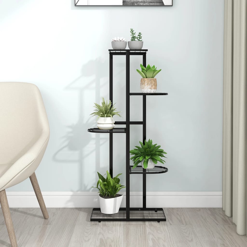 Blomsterstativ Med 5 Etasjer 43X22X98 Cm Svart Metall