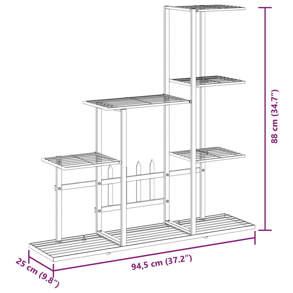 Blomsterstativ 94,5X25X88 Cm Hvit Metall