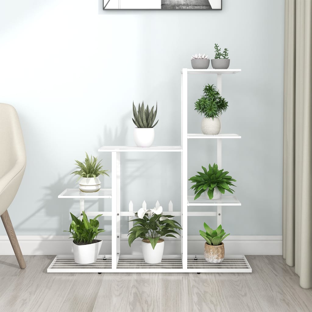 Blomsterstativ 94,5X25X88 Cm Hvit Metall