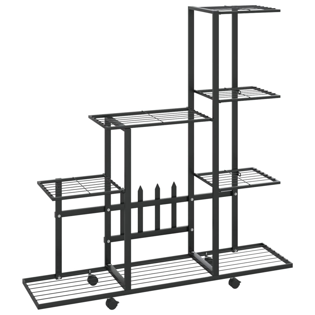 Blomsterstativ Med Hjul 94,5X25X92,5 Cm Svart Metall