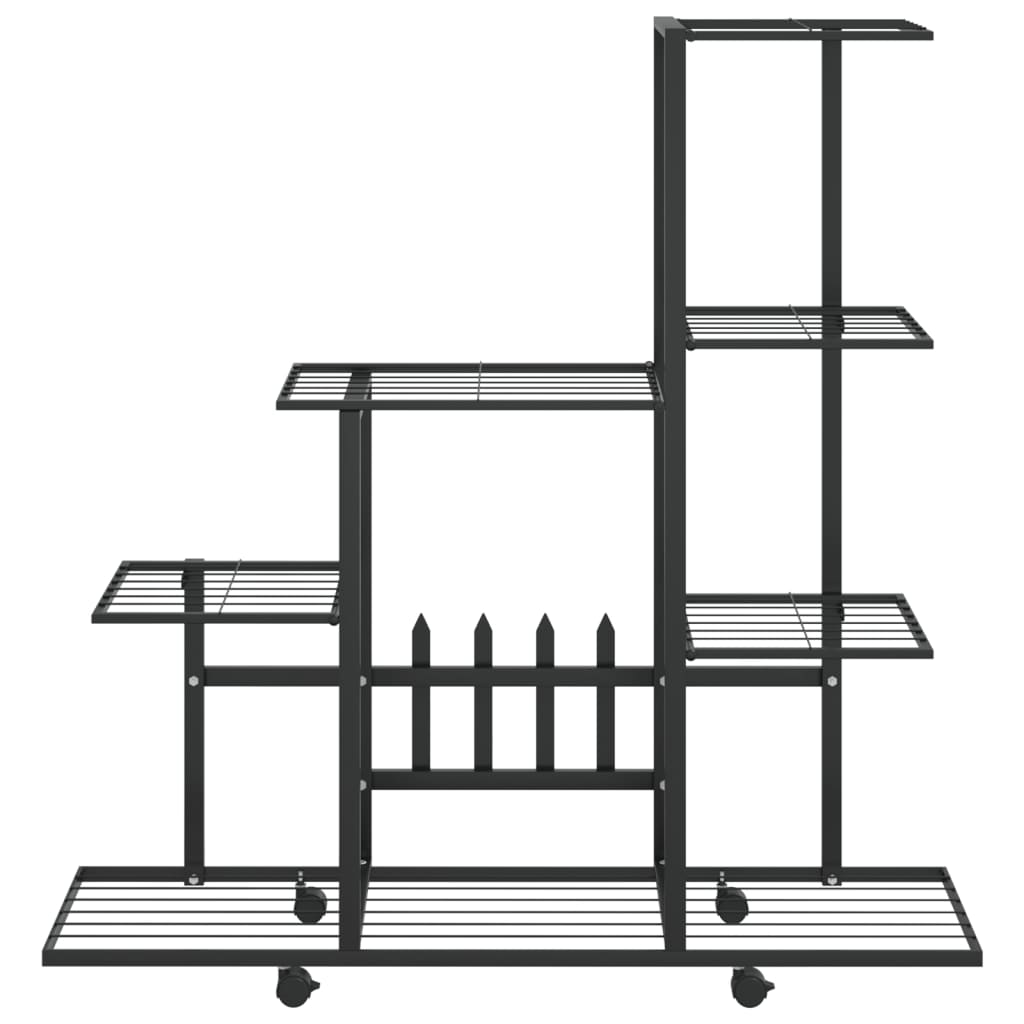 Blomsterstativ Med Hjul 94,5X25X92,5 Cm Svart Metall